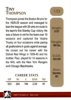 2006-07 In The Game Between The Pipes #133 Tiny Thompson Back
