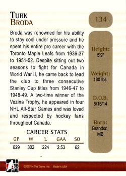 2006-07 In The Game Between The Pipes #134 Turk Broda Back