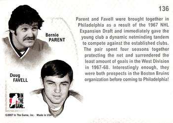 2006-07 In The Game Between The Pipes #136 Bernie Parent / Doug Favell Back