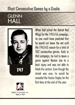 2006-07 In The Game Between The Pipes #147 Glenn Hall Back