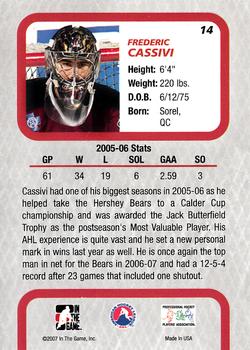 2006-07 In The Game Between The Pipes #14 Frederic Cassivi Back