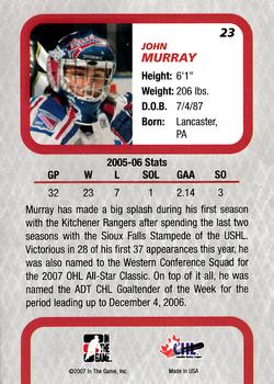 2006-07 In The Game Between The Pipes #23 John Murray Back