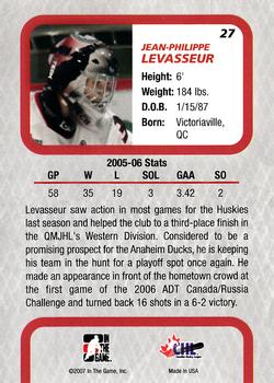 2006-07 In The Game Between The Pipes #27 Jean-Philippe Levasseur Back