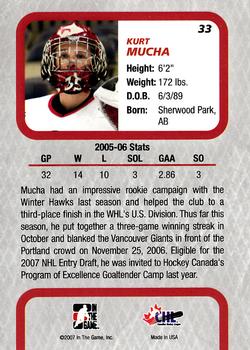 2006-07 In The Game Between The Pipes #33 Kurtis Mucha Back