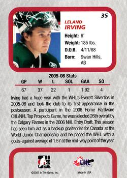2006-07 In The Game Between The Pipes #35 Leland Irving Back