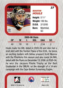 2006-07 In The Game Between The Pipes #37 Martin Houle Back
