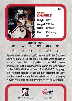 2006-07 In The Game Between The Pipes #45 Ryan Daniels Back