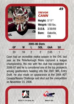 2006-07 In The Game Between The Pipes #49 Trevor Cann Back