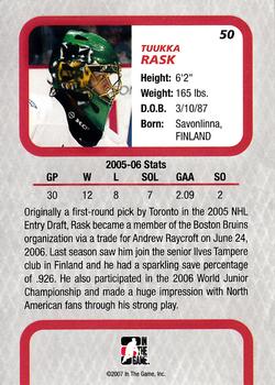 2006-07 In The Game Between The Pipes #50 Tuukka Rask Back