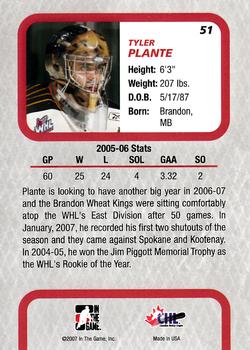 2006-07 In The Game Between The Pipes #51 Tyler Plante Back