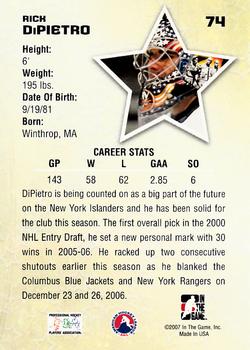 2006-07 In The Game Between The Pipes #74 Rick DiPietro Back