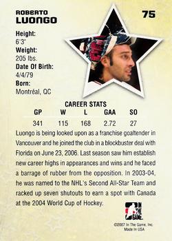 2006-07 In The Game Between The Pipes #75 Roberto Luongo Back