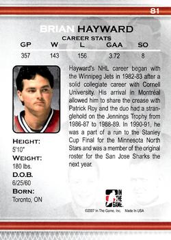 2006-07 In The Game Between The Pipes #81 Brian Hayward Back