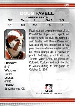 2006-07 In The Game Between The Pipes #85 Doug Favell Back