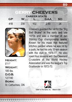 2006-07 In The Game Between The Pipes #89 Gerry Cheevers Back
