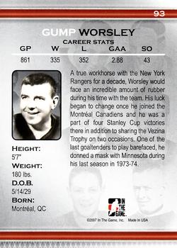 2006-07 In The Game Between The Pipes #93 Gump Worsley Back
