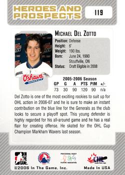 2006-07 In The Game Heroes and Prospects #119 Michael Del Zotto Back