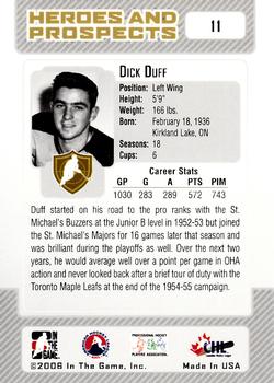 2006-07 In The Game Heroes and Prospects #11 Dick Duff Back