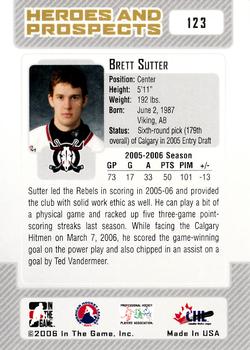 2006-07 In The Game Heroes and Prospects #123 Brett Sutter Back