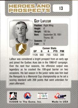 2006-07 In The Game Heroes and Prospects #13 Guy Lafleur Back