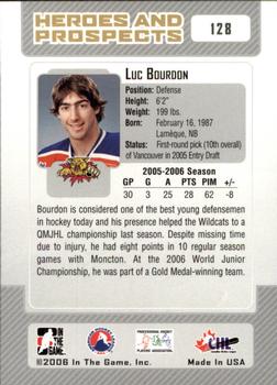 2006-07 In The Game Heroes and Prospects #128 Luc Bourdon Back