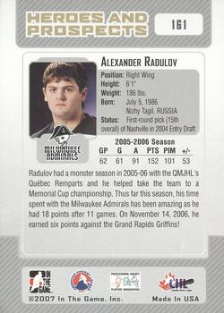 2006-07 In The Game Heroes and Prospects #161 Alexander Radulov Back