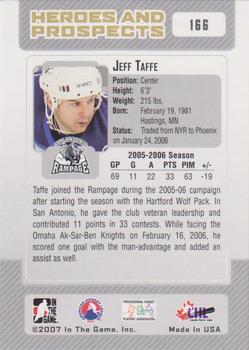 2006-07 In The Game Heroes and Prospects #166 Jeff Taffe Back