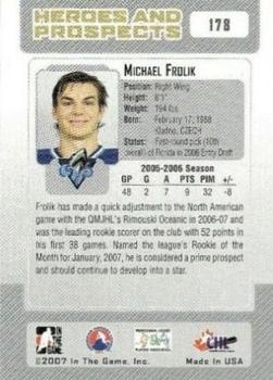 2006-07 In The Game Heroes and Prospects #178 Michael Frolik Back