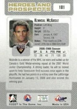 2006-07 In The Game Heroes and Prospects #181 Kenndal McArdle Back
