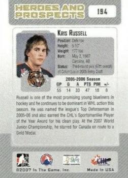 2006-07 In The Game Heroes and Prospects #194 Kris Russell Back