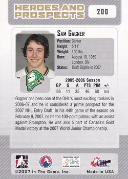 2006-07 In The Game Heroes and Prospects #200 Sam Gagner Back