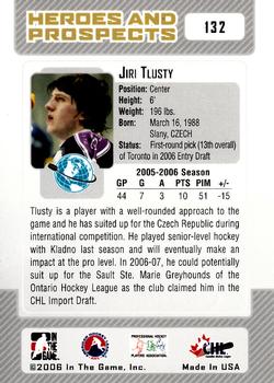 2006-07 In The Game Heroes and Prospects #132 Jiri Tlusty Back