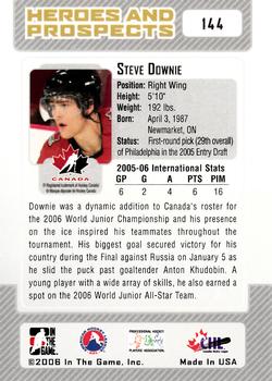 2006-07 In The Game Heroes and Prospects #144 Steve Downie Back