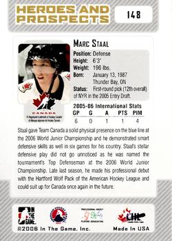 2006-07 In The Game Heroes and Prospects #148 Marc Staal Back