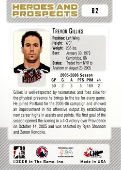 2006-07 In The Game Heroes and Prospects #62 Trevor Gillies Back