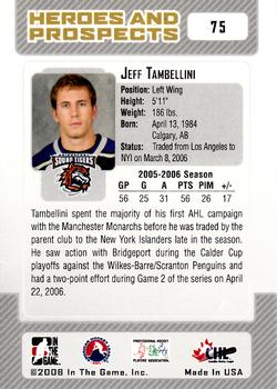 2006-07 In The Game Heroes and Prospects #75 Jeff Tambellini Back