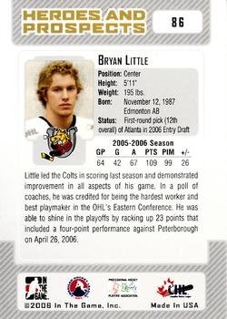 2006-07 In The Game Heroes and Prospects #86 Bryan Little Back