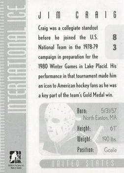 2006-07 In The Game Used International Ice #83 Jim Craig Back