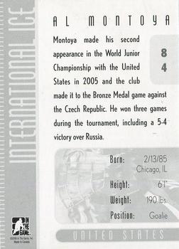 2006-07 In The Game Used International Ice #84 Al Montoya Back