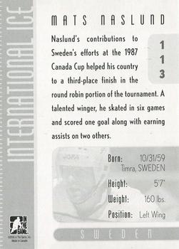 2006-07 In The Game Used International Ice #113 Mats Naslund Back