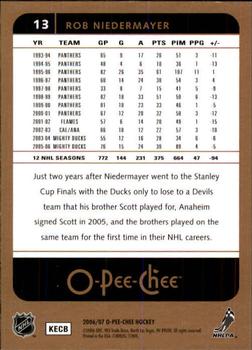 2006-07 O-Pee-Chee #13 Rob Niedermayer Back