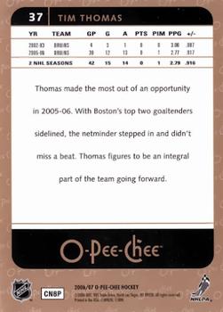 2006-07 O-Pee-Chee #37 Tim Thomas Back