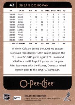 2006-07 O-Pee-Chee #42 Shean Donovan Back
