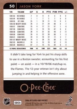 2006-07 O-Pee-Chee #50 Jason York Back