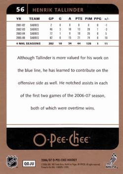 2006-07 O-Pee-Chee #56 Henrik Tallinder Back