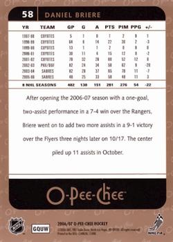2006-07 O-Pee-Chee #58 Daniel Briere Back