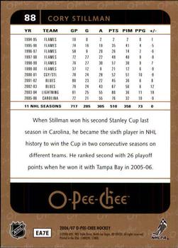 2006-07 O-Pee-Chee #88 Cory Stillman Back