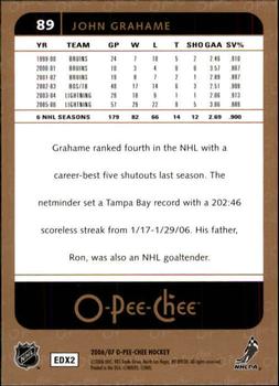 2006-07 O-Pee-Chee #89 John Grahame Back