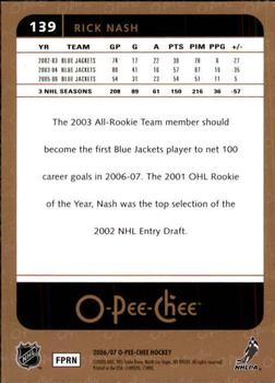 2006-07 O-Pee-Chee #139 Rick Nash Back