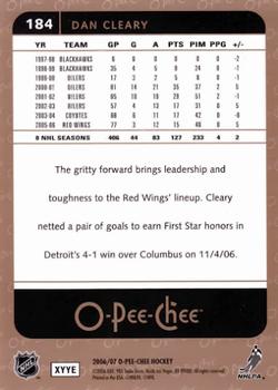 2006-07 O-Pee-Chee #184 Daniel Cleary Back
